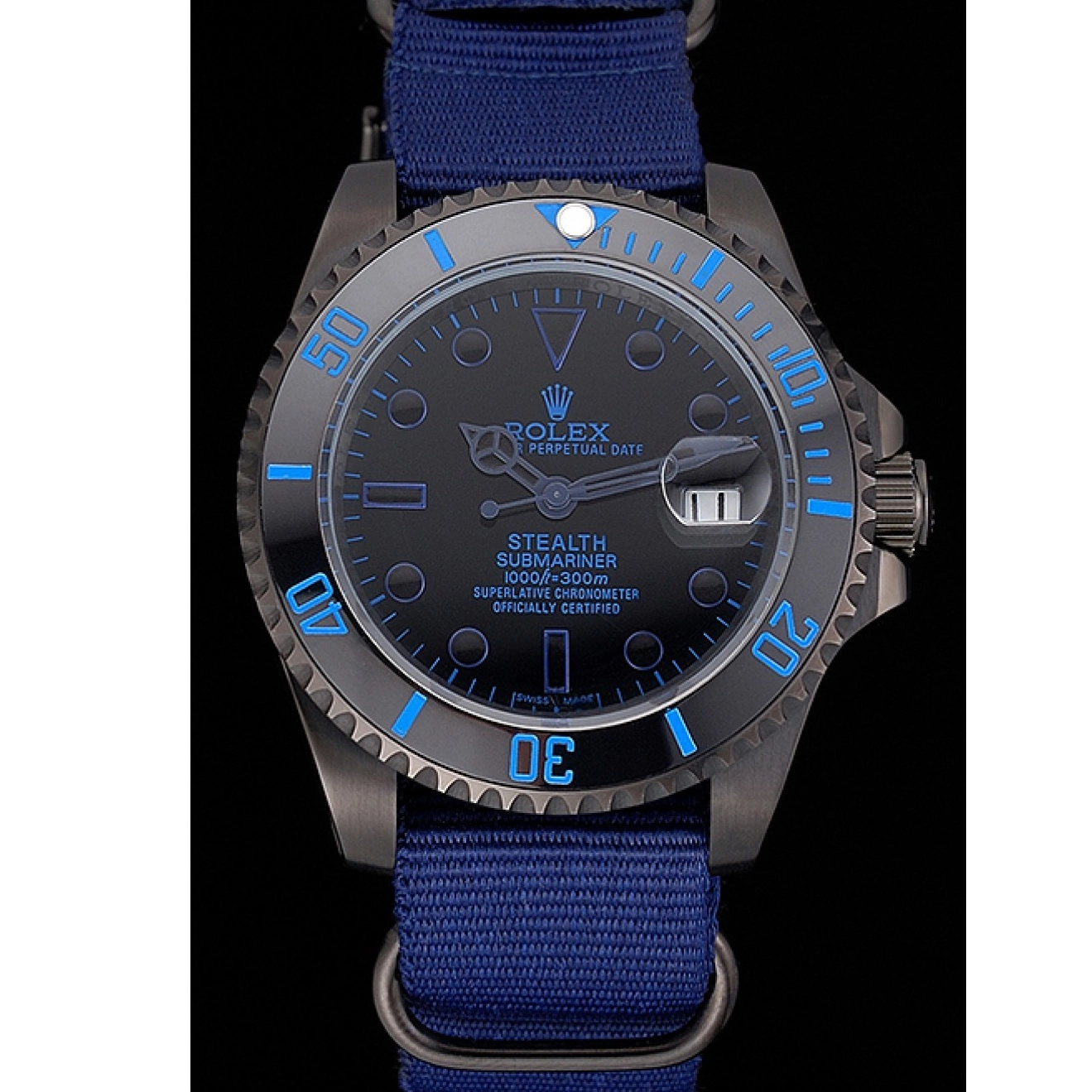 Good copy rolex watches Stealth Blue 622008 Nylon Rolex Submariner Strap 0523